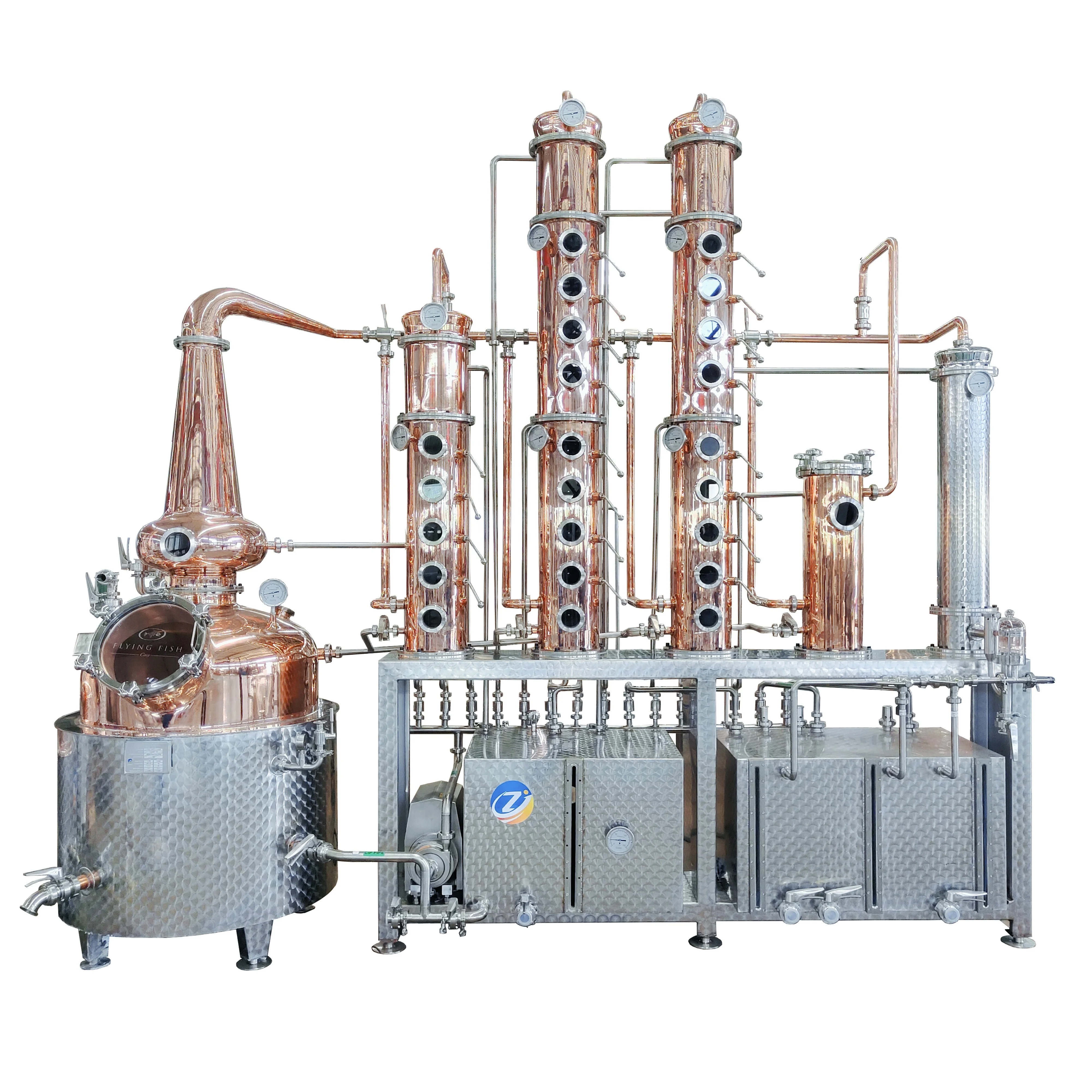 ZJ 500L Whiskey Stills Copper Gin Making Kit Distillation Column Industrial for Multi-function Distills