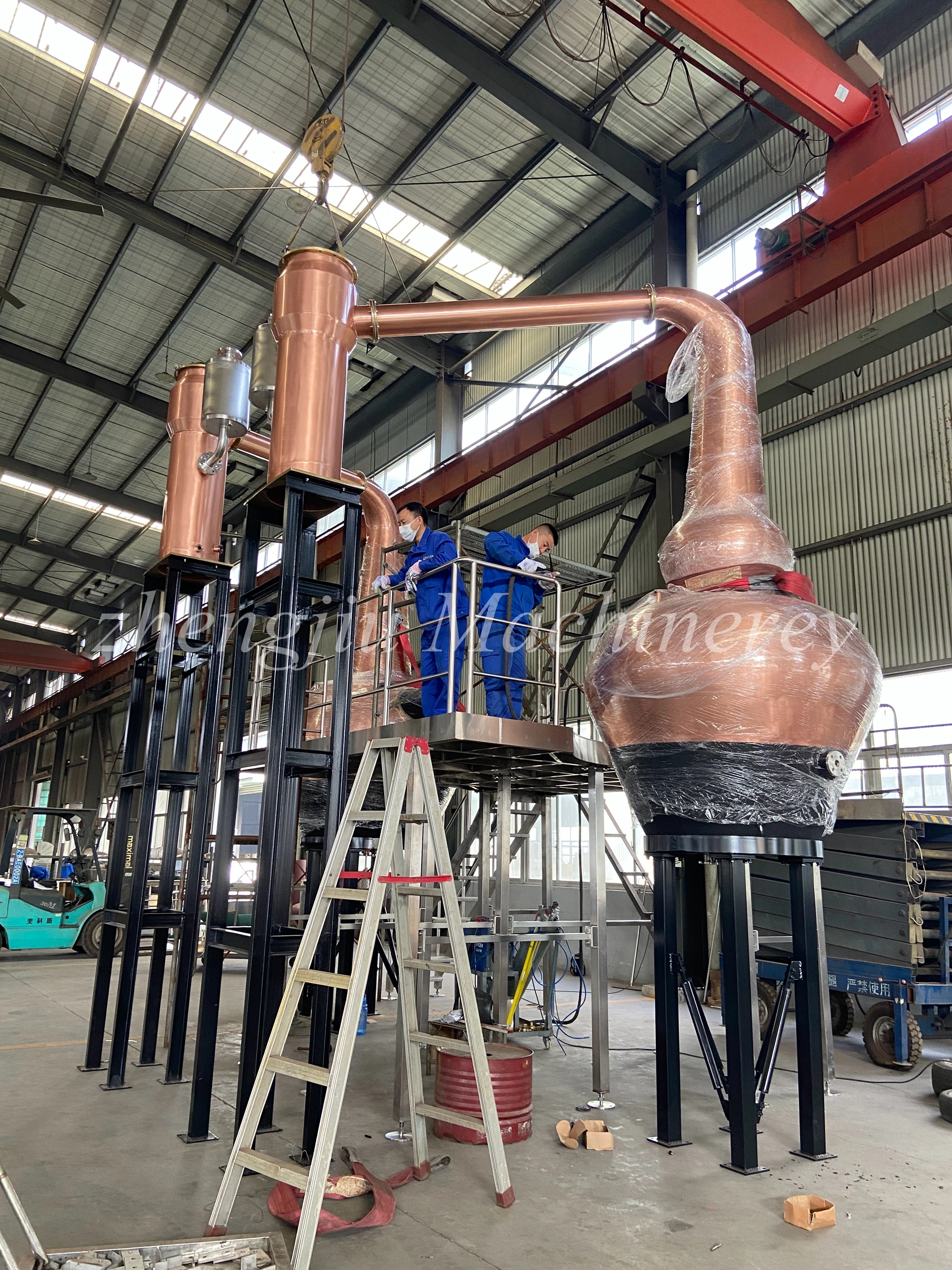 zj 2000l+1400l two copper whisky pot distiller equipment 3