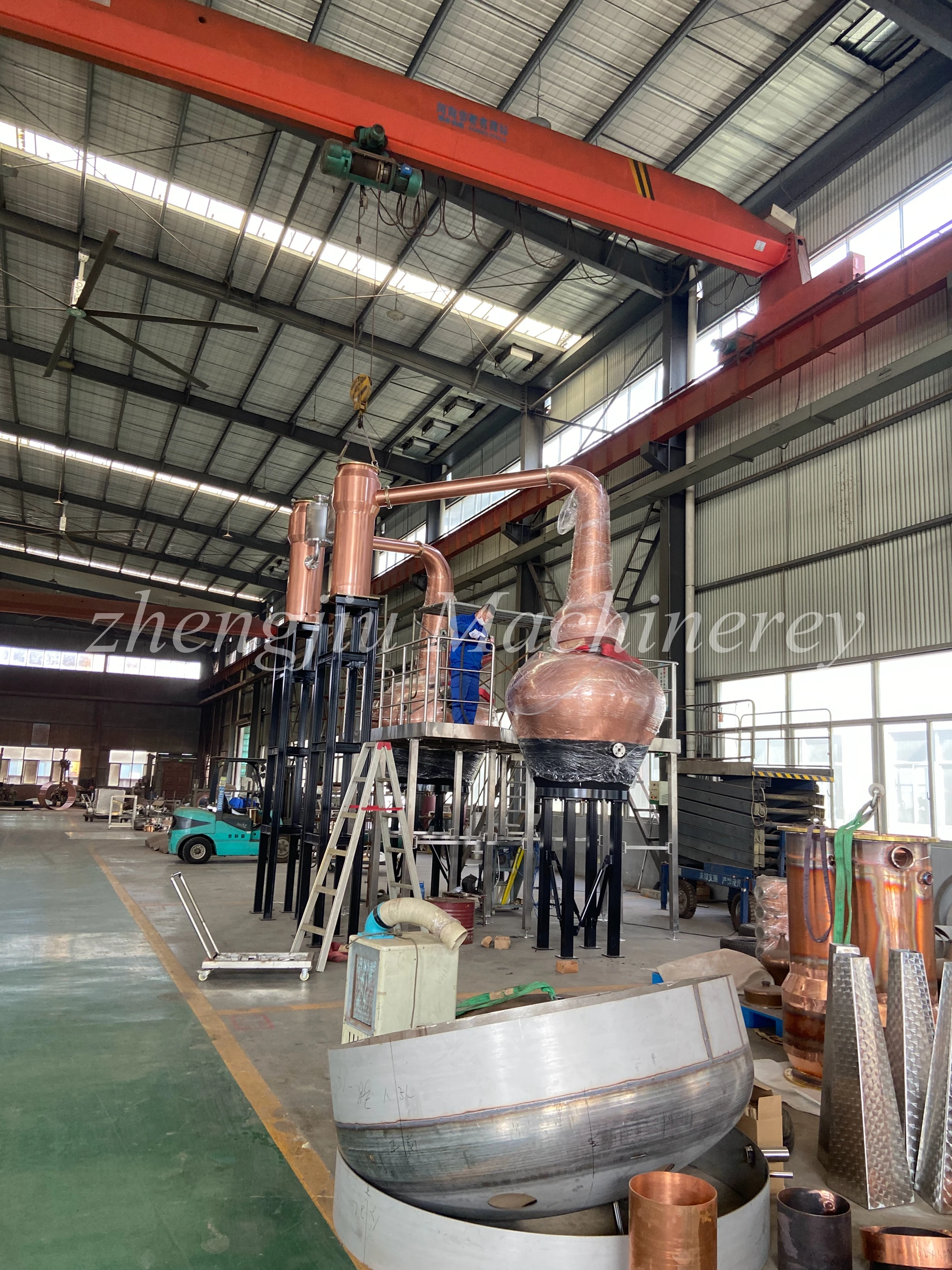 zj 2000l+1400l two copper whisky pot distiller equipment 4
